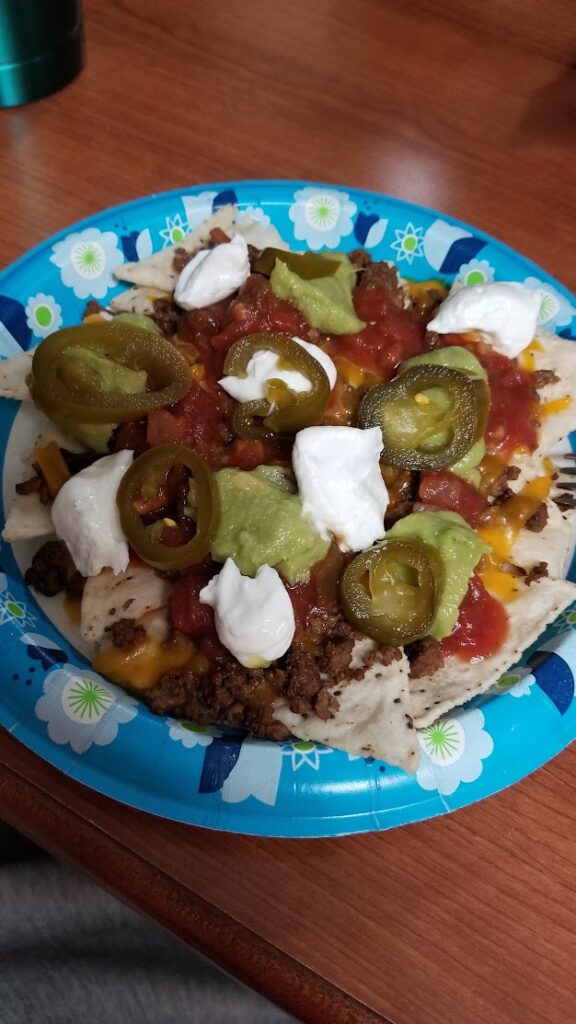 Nachos cooked in a hotel room microwave while traveling with food allergies
