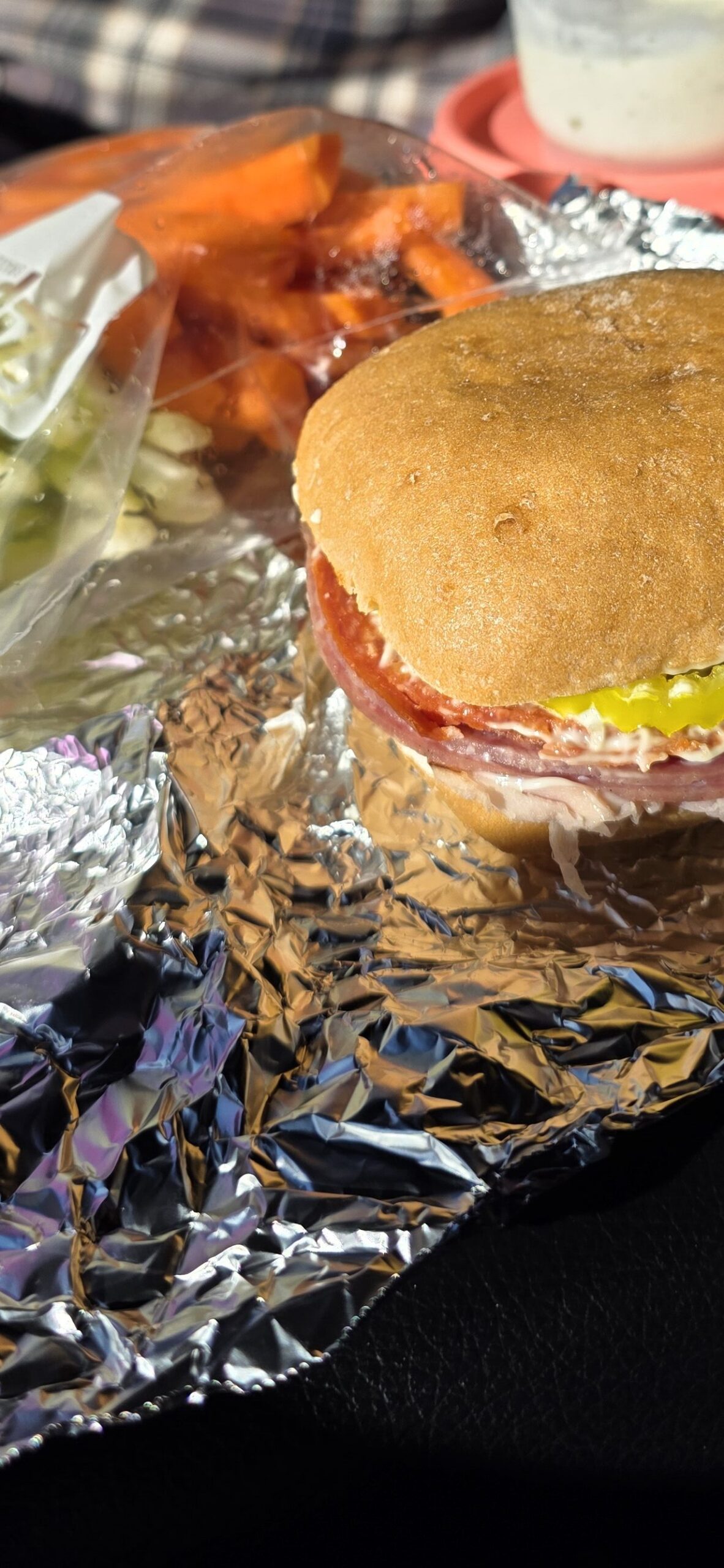 Deli sandwich warmed in a hotlogic while traveling with food allergies and dietary restrictions